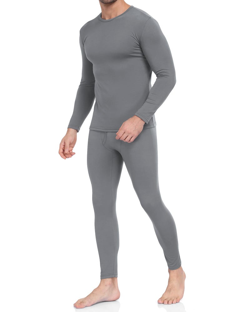 WEERTI Thermal Underwear for Men Long Johns with Fleece Lined Base Layer Men Cold Weather Top Bottom Grey - Image 1